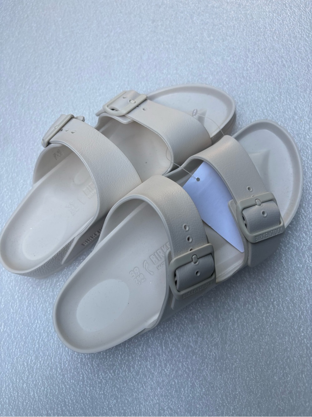 Birkenstock Off-White Two-Buckle EVA Slides